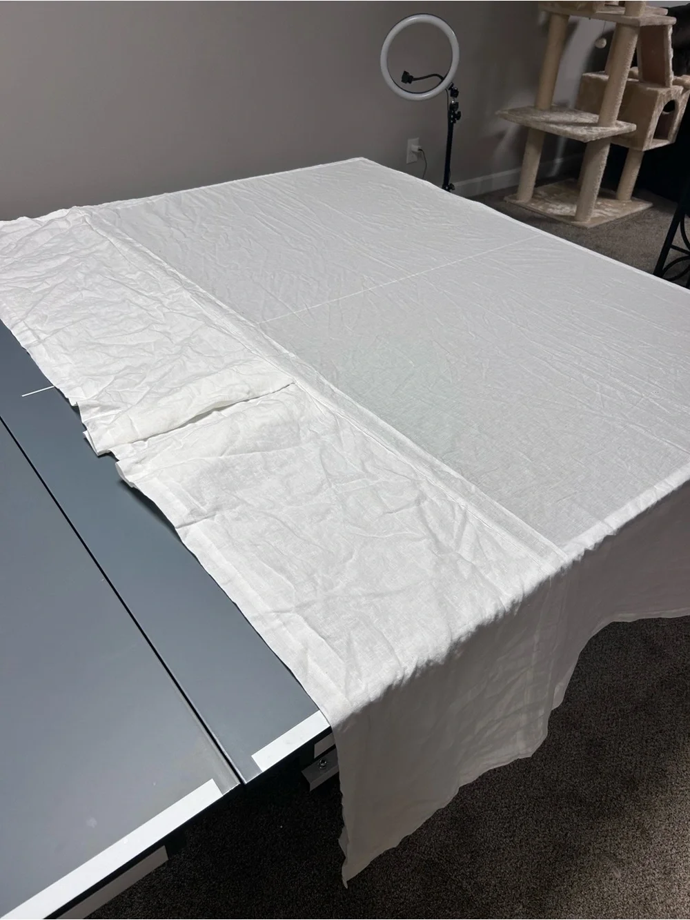 Pottery Barn Twin Belgian Flax Linen White Bed Skirt with Side Pleats 14